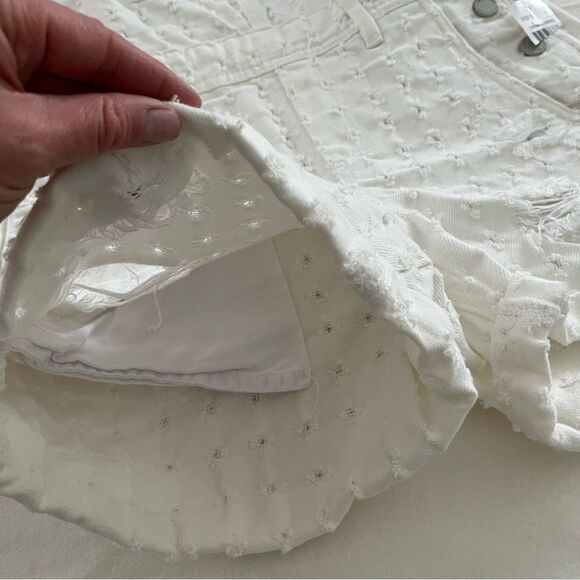 NWT Blank NYC Eyes On You Distressed Perforated White Overall Shorts, Size 25 - Picture 11 of 12